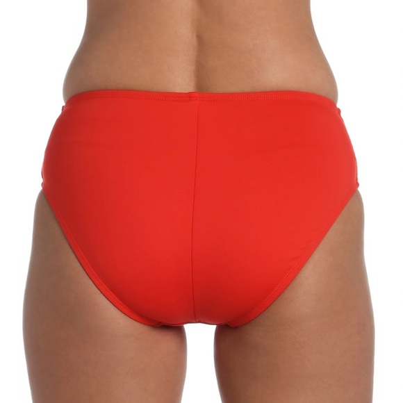 NEW La Blanca Island Goddess Mid Waist Sash Band Bikini Bottom 10 Cherry Red NWT - Picture 2 of 11